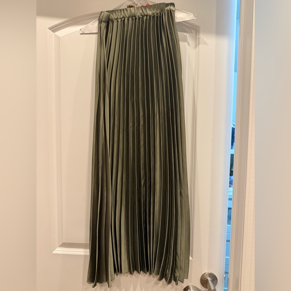 ASOS Olive Pleated Maxi Skirt